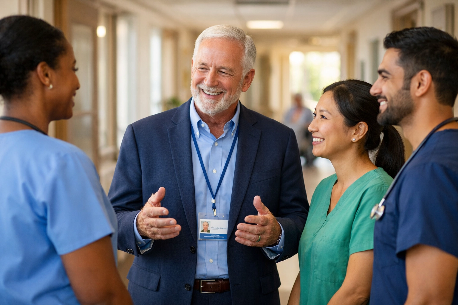 Nursing leader building relationships with long-term care staff